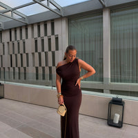 LEUCATE robe drappé choco