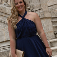MALENGA robe navy satin