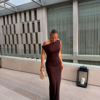 LEUCATE robe drappé choco