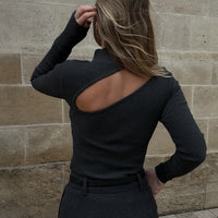 Top THE STRIP rib gris