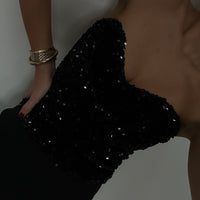CROSBY bustier sequin noir