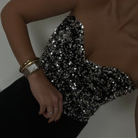 CROSBY bustier sequin silver
