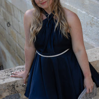 MALENGA robe navy satin