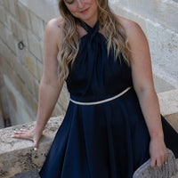 MALENGA robe navy satin