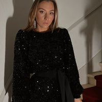 QUEENS robe sequin noir