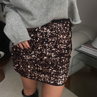 MONTAIGNE jupe sequin bronze