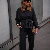 ALMOND pantalon gris maille