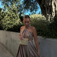 Robe MALENGA beige satin S23