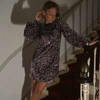 QUEENS robe sequin bronze