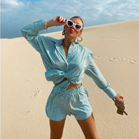 short ROSEBAY rayure blanc & vert