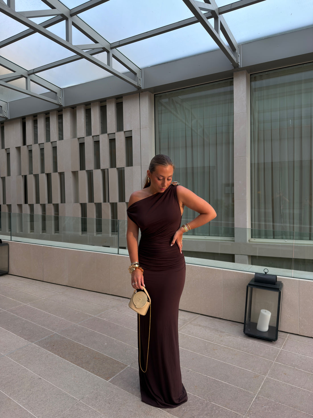 LEUCATE robe drappé choco