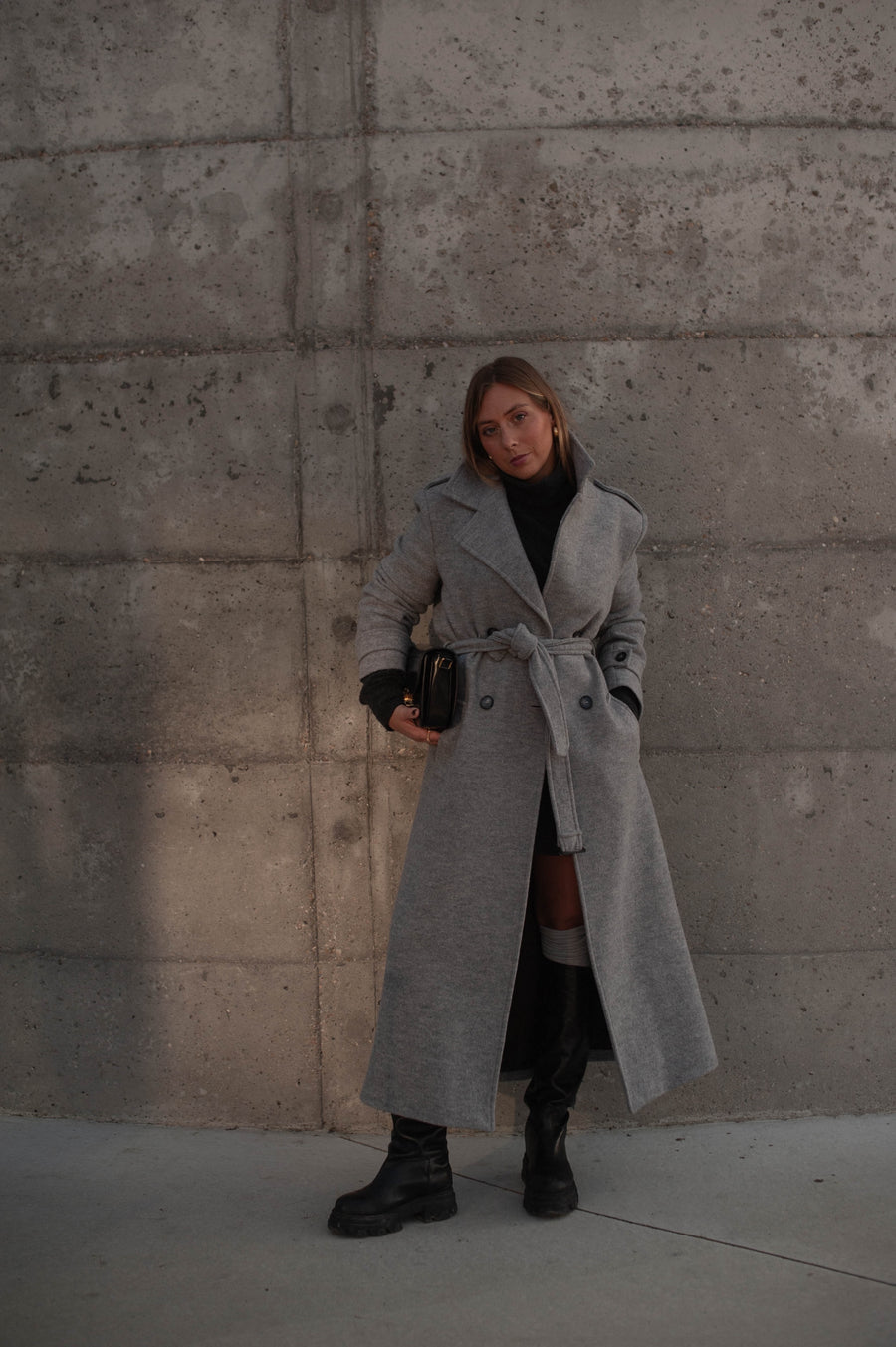 BROOKLYN manteau gris clair version longue