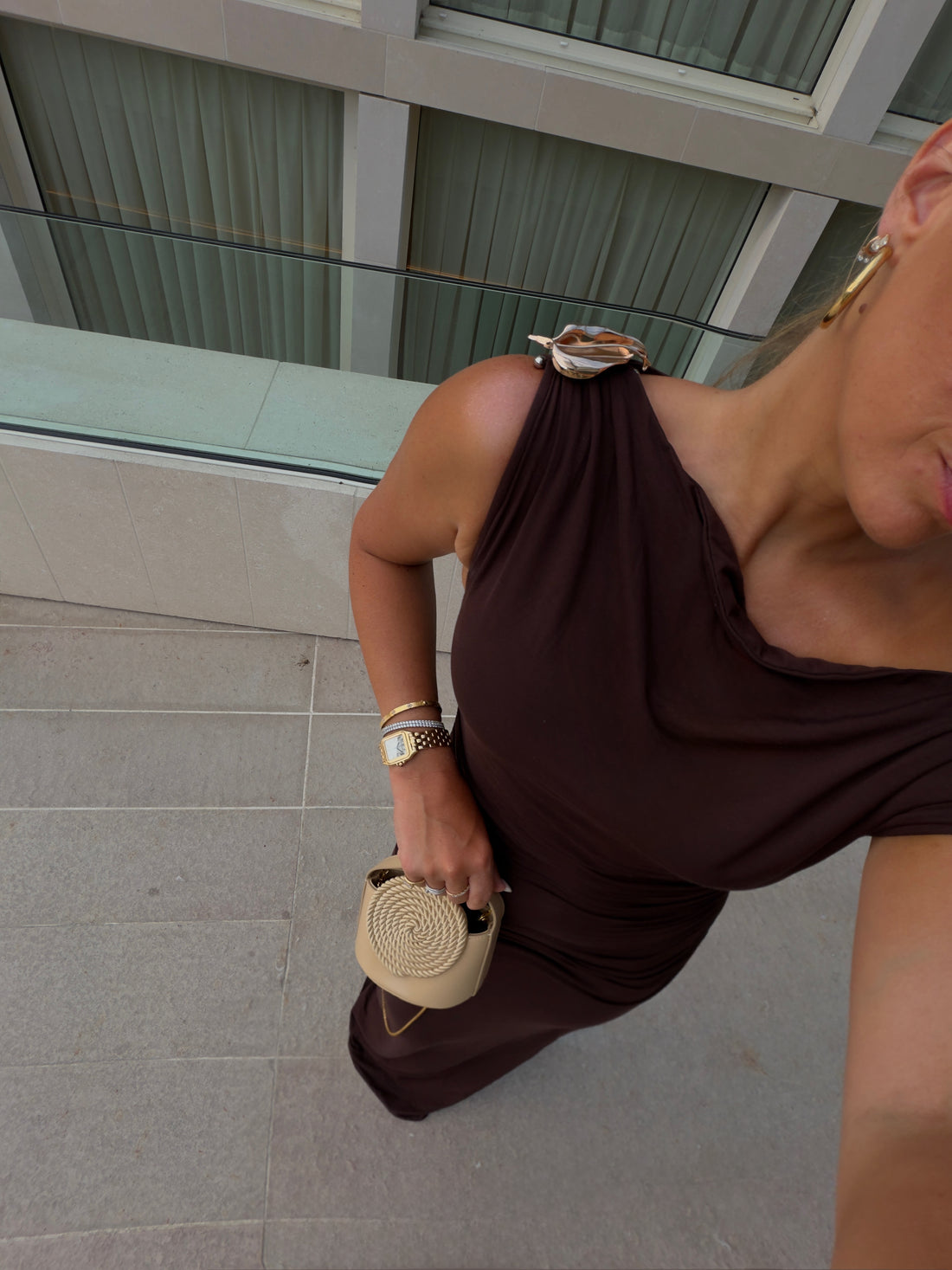 LEUCATE robe drappé choco