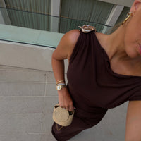 LEUCATE robe drappé choco
