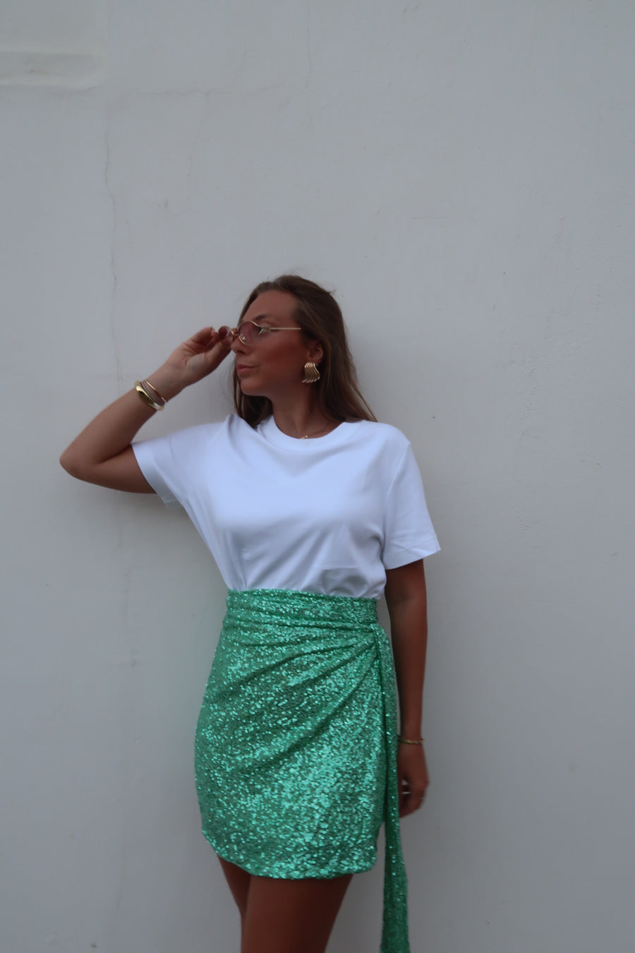 CORFOU jupe sequin saphir