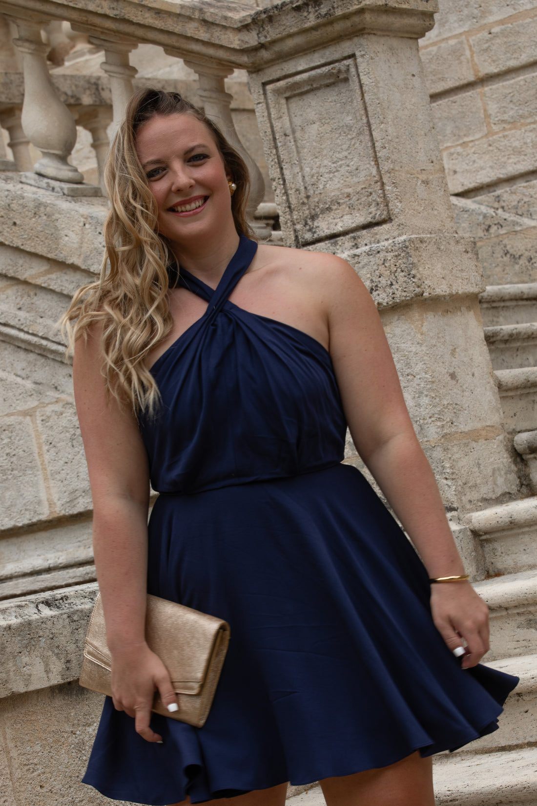 MALENGA robe  navy satin