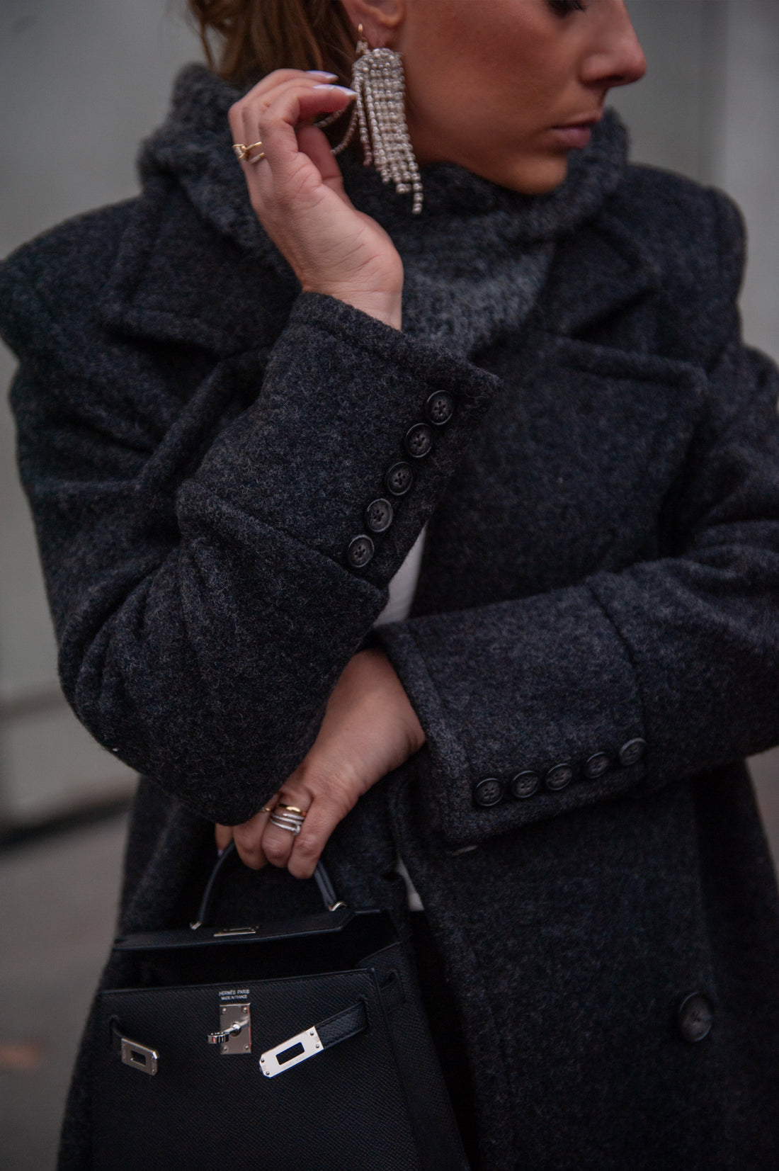 CLYDE manteau anthracite laine