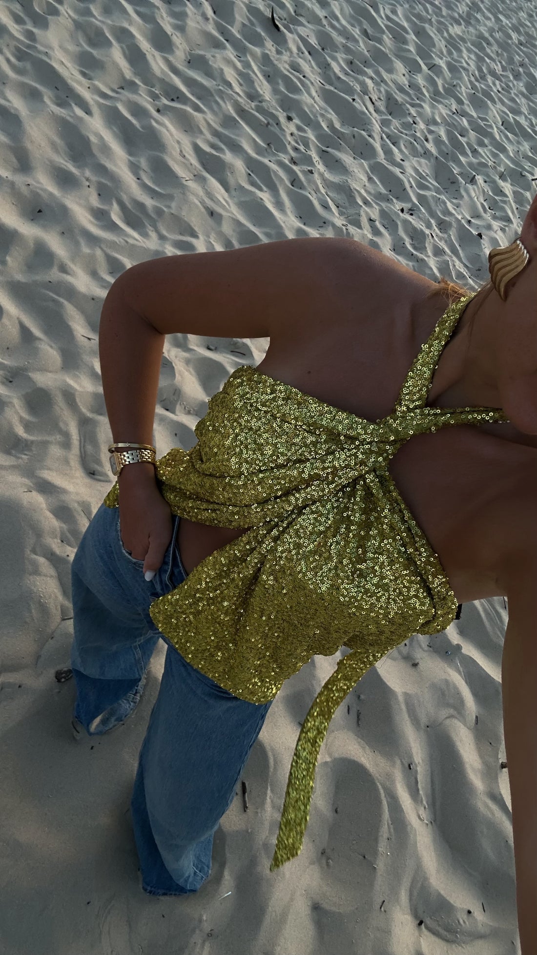 CORFOU jupe sequin anis