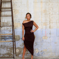 LEUCATE robe drappé choco