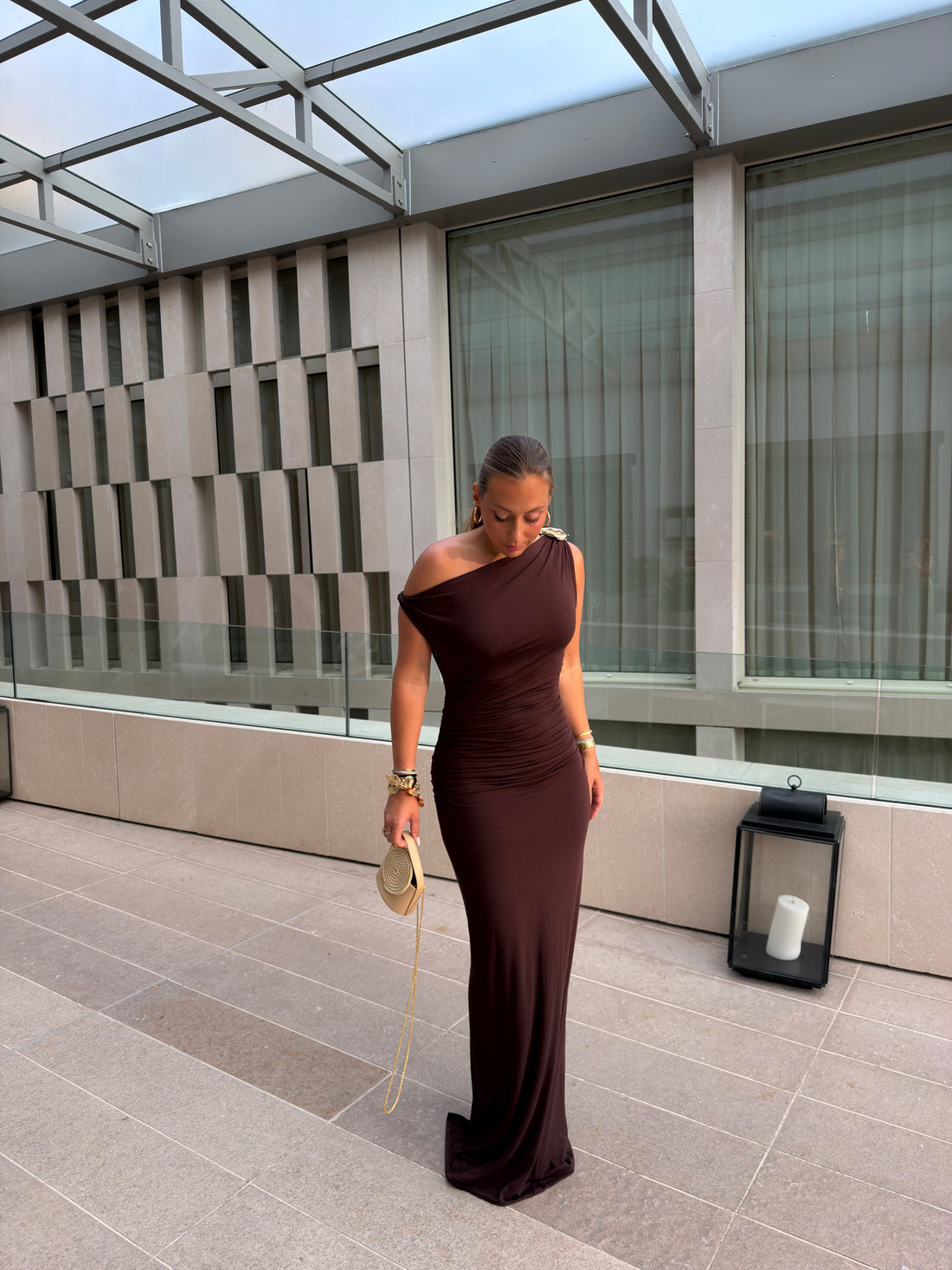 LEUCATE robe drappé choco