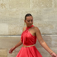 MALENGA robe corail satin