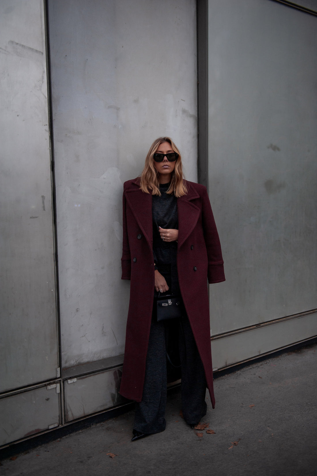 CLYDE manteau burgundi laine