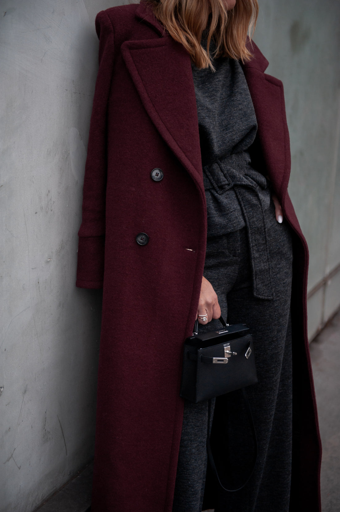 CLYDE manteau burgundi laine