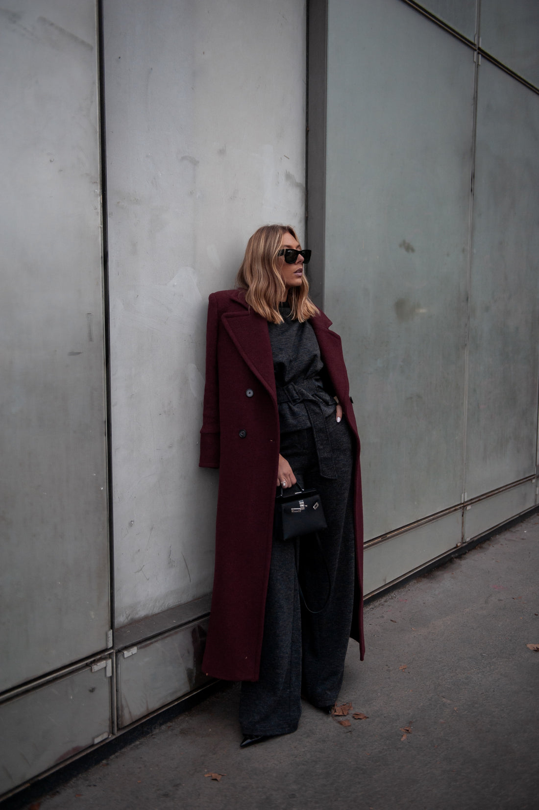 CLYDE manteau burgundi laine