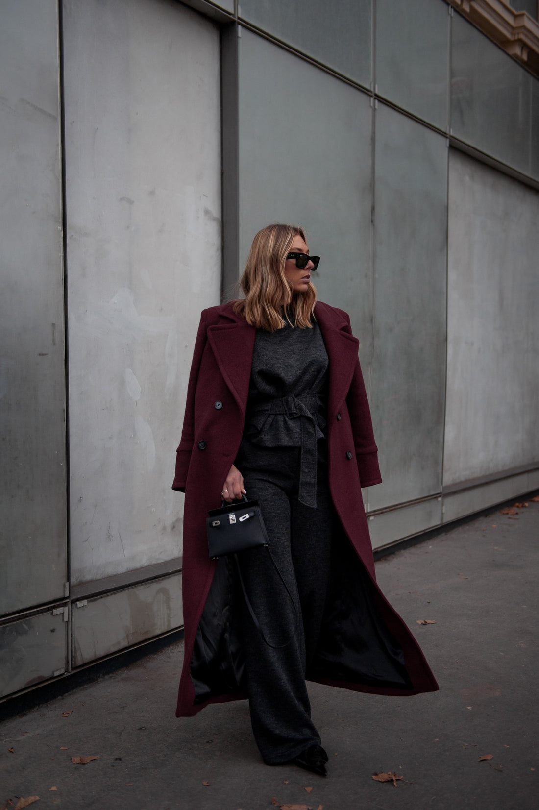 CLYDE manteau burgundi laine