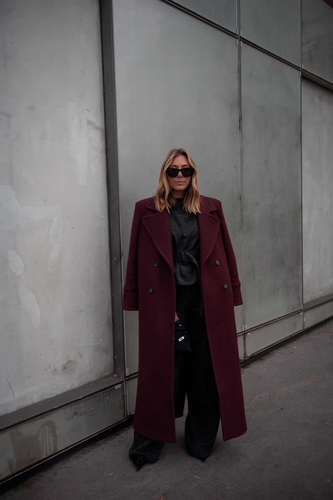 CLYDE manteau burgundi laine