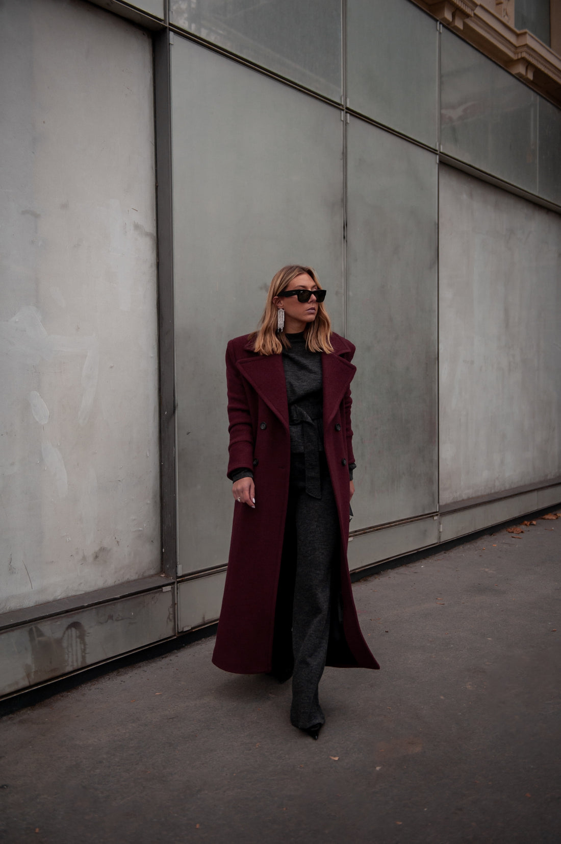 CLYDE manteau burgundi laine