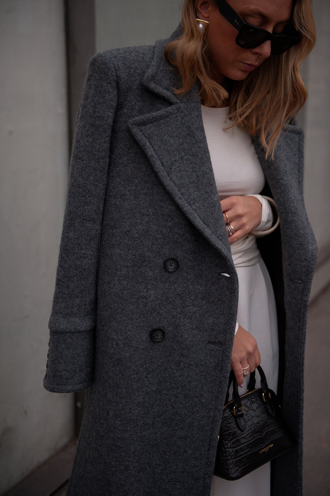 CLYDE manteau gris foncé laine