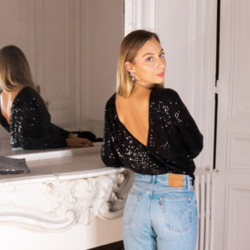 ETOILE BLOUSE DOS NU NOIR