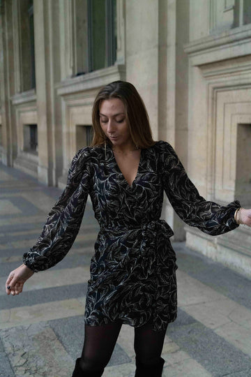 ROBE NOOSA FLEURS N&B
