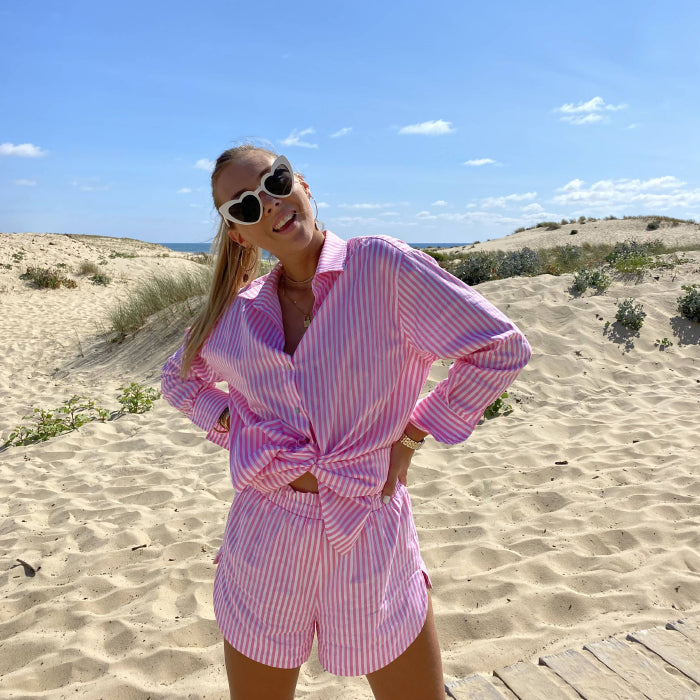 chemise COOGEE rayure blanc & rose
